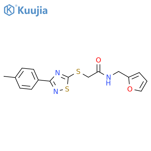 N-(furan-2-yl)methyl-2-{3-(4-methylphenyl)-1,2,4-thiadiazol-5-ylsulfanyl}acetamide structure
