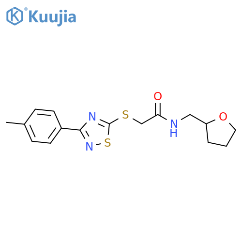 2-{3-(4-methylphenyl)-1,2,4-thiadiazol-5-ylsulfanyl}-N-(oxolan-2-yl)methylacetamide structure