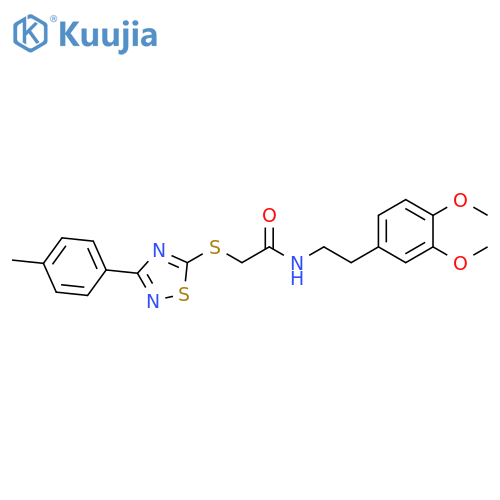 N-2-(3,4-dimethoxyphenyl)ethyl-2-{3-(4-methylphenyl)-1,2,4-thiadiazol-5-ylsulfanyl}acetamide structure