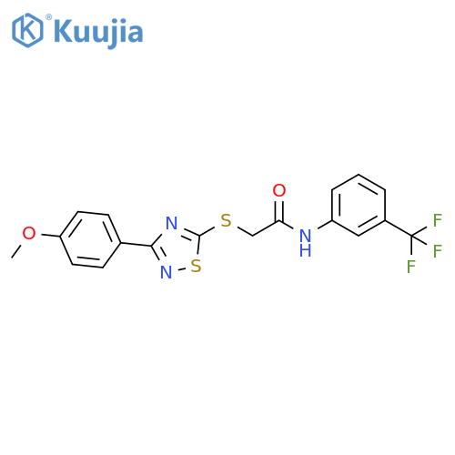2-{3-(4-methoxyphenyl)-1,2,4-thiadiazol-5-ylsulfanyl}-N-3-(trifluoromethyl)phenylacetamide structure