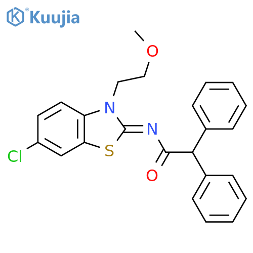 N-(2Z)-6-chloro-3-(2-methoxyethyl)-2,3-dihydro-1,3-benzothiazol-2-ylidene-2,2-diphenylacetamide structure