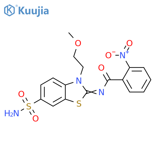 N-(2Z)-3-(2-methoxyethyl)-6-sulfamoyl-2,3-dihydro-1,3-benzothiazol-2-ylidene-2-nitrobenzamide structure