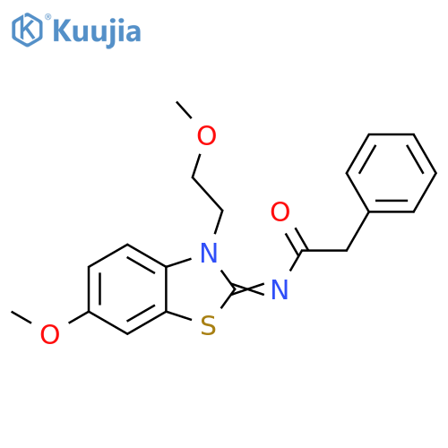 N-(2Z)-6-methoxy-3-(2-methoxyethyl)-2,3-dihydro-1,3-benzothiazol-2-ylidene-2-phenylacetamide structure