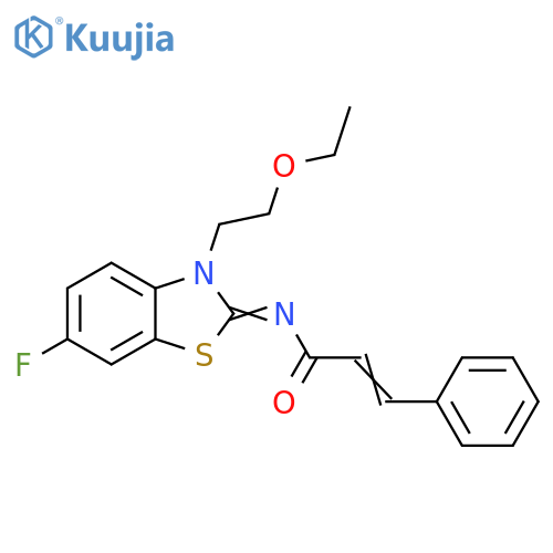 (2E)-N-(2Z)-3-(2-ethoxyethyl)-6-fluoro-2,3-dihydro-1,3-benzothiazol-2-ylidene-3-phenylprop-2-enamide structure