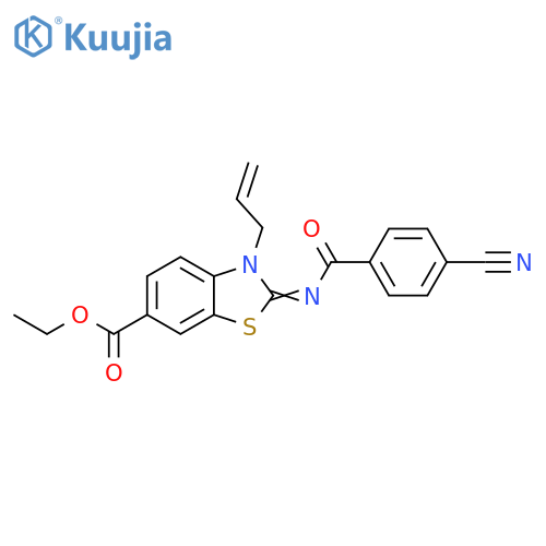 ethyl (2Z)-2-(4-cyanobenzoyl)imino-3-(prop-2-en-1-yl)-2,3-dihydro-1,3-benzothiazole-6-carboxylate structure