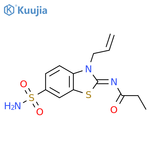N-(2Z)-3-(prop-2-en-1-yl)-6-sulfamoyl-2,3-dihydro-1,3-benzothiazol-2-ylidenepropanamide structure
