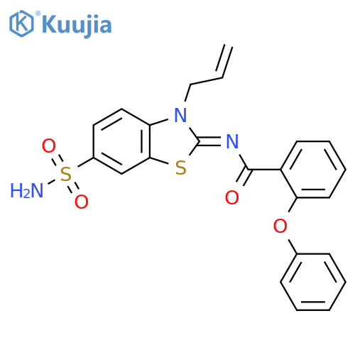 2-phenoxy-N-(2Z)-3-(prop-2-en-1-yl)-6-sulfamoyl-2,3-dihydro-1,3-benzothiazol-2-ylidenebenzamide structure