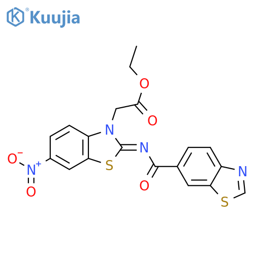 ethyl 2-(2Z)-2-(1,3-benzothiazole-6-carbonyl)imino-6-nitro-2,3-dihydro-1,3-benzothiazol-3-ylacetate structure