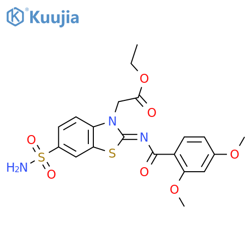 ethyl 2-(2Z)-2-(2,4-dimethoxybenzoyl)imino-6-sulfamoyl-2,3-dihydro-1,3-benzothiazol-3-ylacetate structure