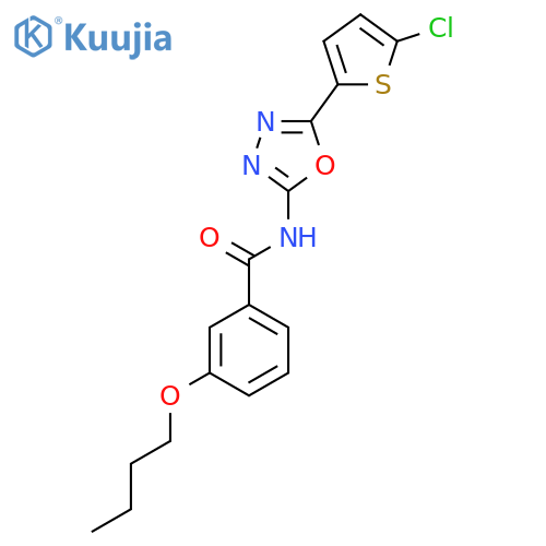 3-butoxy-N-5-(5-chlorothiophen-2-yl)-1,3,4-oxadiazol-2-ylbenzamide structure