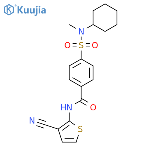 N-(3-cyanothiophen-2-yl)-4-cyclohexyl(methyl)sulfamoylbenzamide structure