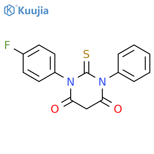 1-(4-fluorophenyl)-3-phenyl-2-sulfanylidene-1,3-diazinane-4,6-dione structure