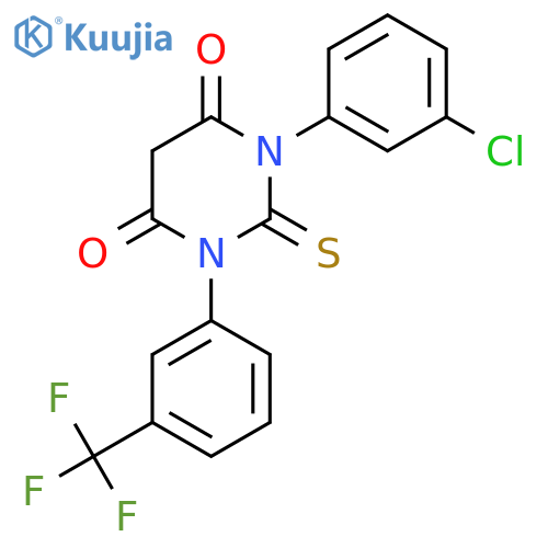 1-(3-chlorophenyl)-2-sulfanylidene-3-3-(trifluoromethyl)phenyl-1,3-diazinane-4,6-dione structure