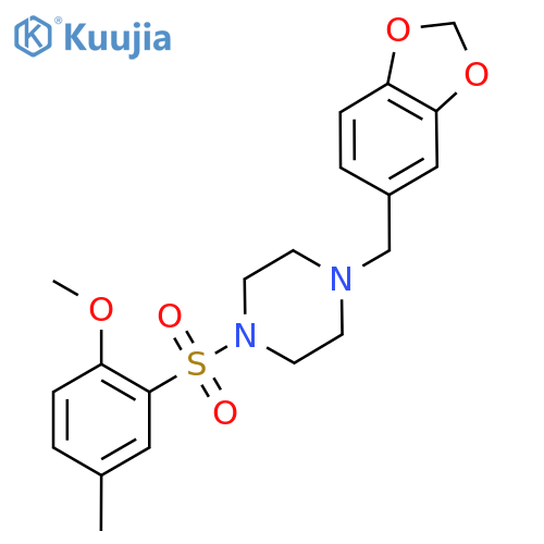 1-(2H-1,3-benzodioxol-5-yl)methyl-4-(2-methoxy-5-methylbenzenesulfonyl)piperazine structure