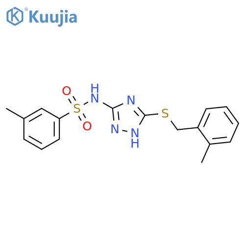 3-Methyl-N-{5-(2-methylbenzyl)sulfanyl-1H-1,2,4-triazol-3-yl}benzenesulfonamide structure