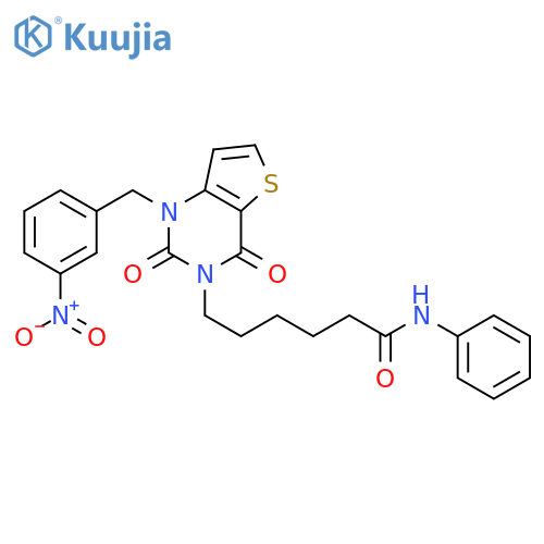 6-{1-(3-nitrophenyl)methyl-2,4-dioxo-1H,2H,3H,4H-thieno3,2-dpyrimidin-3-yl}-N-phenylhexanamide structure