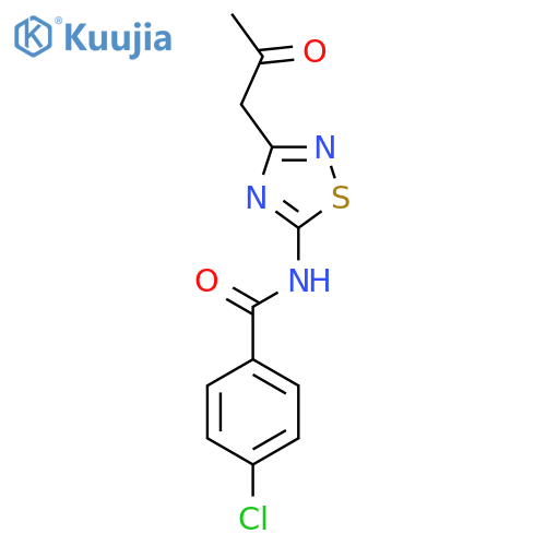 4-chloro-N-3-(2-oxopropyl)-1,2,4-thiadiazol-5-ylbenzamide structure