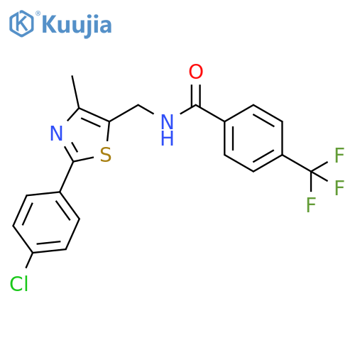 N-{[2-(4-chlorophenyl)-4-methyl-1,3-thiazol-5-yl]methyl}-4-(trifluoromethyl)benzamide structure
