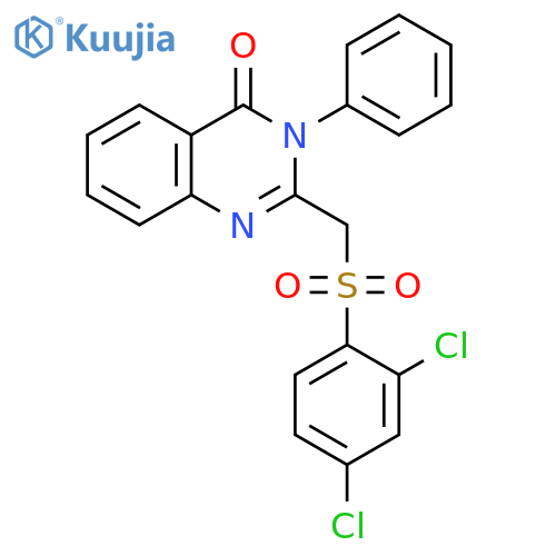 2-[(2,4-dichlorobenzenesulfonyl)methyl]-3-phenyl-3,4-dihydroquinazolin-4-one structure