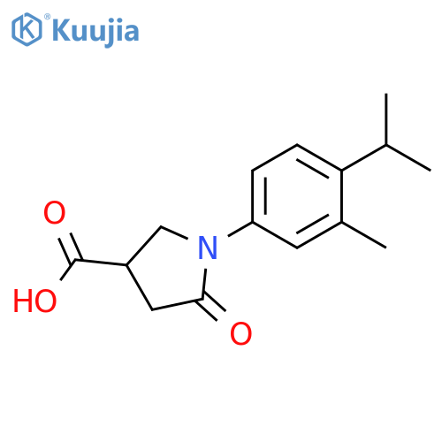 1-[3-methyl-4-(propan-2-yl)phenyl]-5-oxopyrrolidine-3-carboxylic acid structure