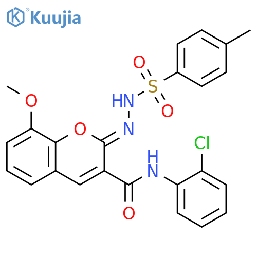 (2Z)-N-(2-chlorophenyl)-8-methoxy-2-(4-methylbenzenesulfonamido)imino-2H-chromene-3-carboxamide structure