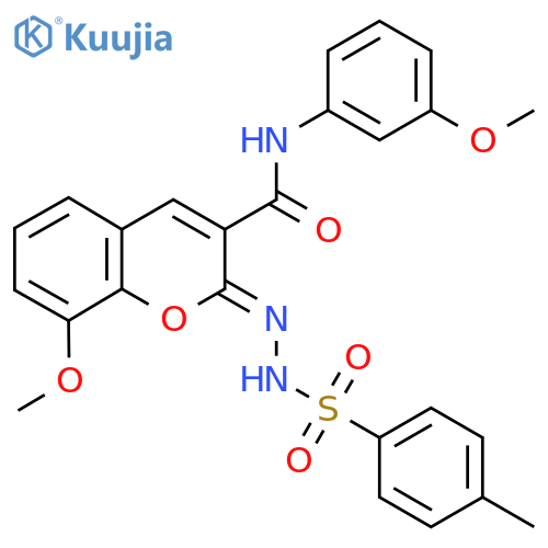 (2Z)-8-methoxy-N-(3-methoxyphenyl)-2-(4-methylbenzenesulfonamido)imino-2H-chromene-3-carboxamide structure