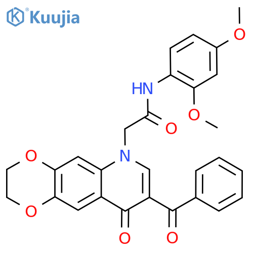 2-{8-benzoyl-9-oxo-2H,3H,6H,9H-1,4dioxino2,3-gquinolin-6-yl}-N-(2,4-dimethoxyphenyl)acetamide structure