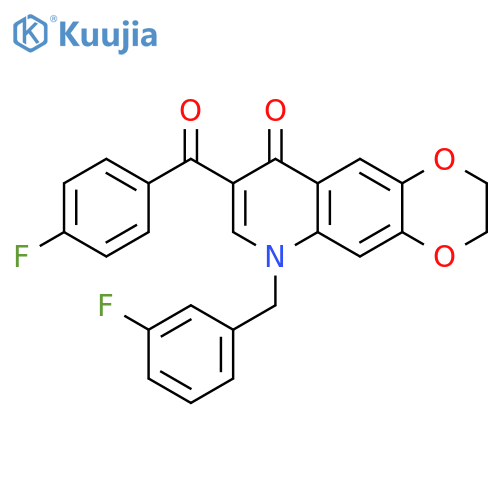 8-(4-fluorobenzoyl)-6-(3-fluorophenyl)methyl-2H,3H,6H,9H-1,4dioxino2,3-gquinolin-9-one structure