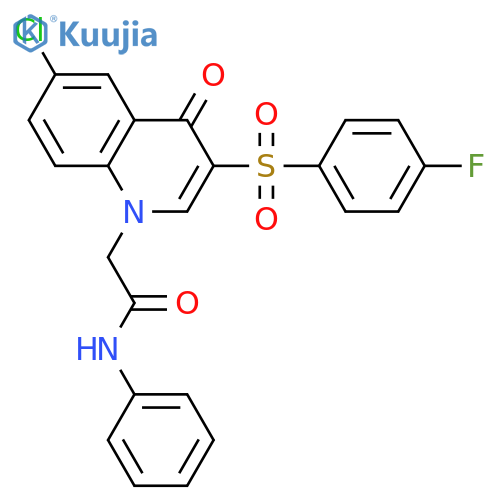 2-6-chloro-3-(4-fluorobenzenesulfonyl)-4-oxo-1,4-dihydroquinolin-1-yl-N-phenylacetamide structure