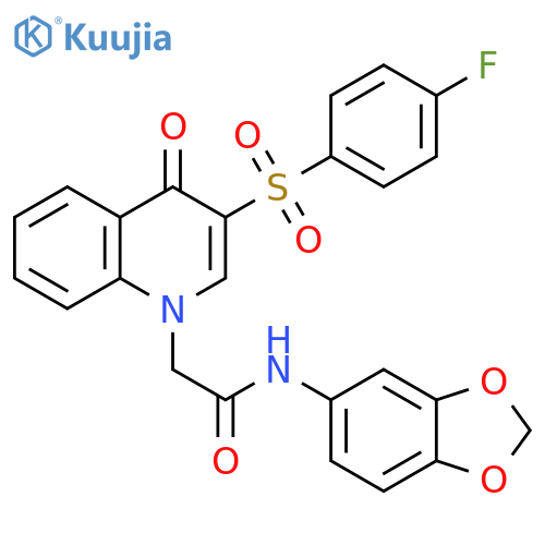 N-(2H-1,3-benzodioxol-5-yl)-2-3-(4-fluorobenzenesulfonyl)-4-oxo-1,4-dihydroquinolin-1-ylacetamide structure