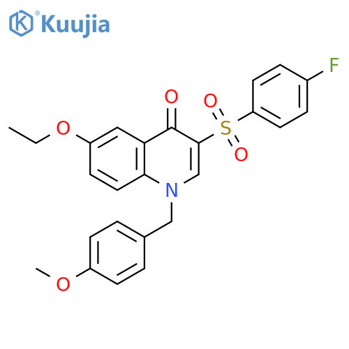 6-ethoxy-3-(4-fluorobenzenesulfonyl)-1-(4-methoxyphenyl)methyl-1,4-dihydroquinolin-4-one structure