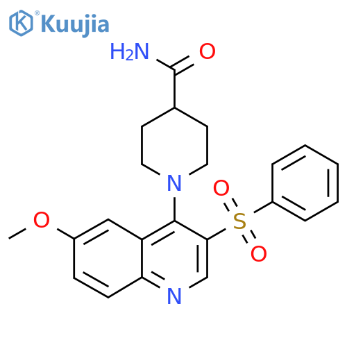 1-3-(benzenesulfonyl)-6-methoxyquinolin-4-ylpiperidine-4-carboxamide structure