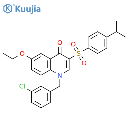 1-(3-chlorophenyl)methyl-6-ethoxy-3-4-(propan-2-yl)benzenesulfonyl-1,4-dihydroquinolin-4-one structure