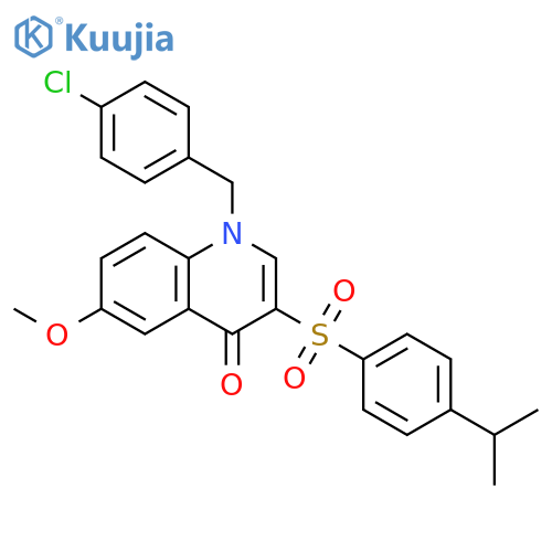 1-(4-chlorophenyl)methyl-6-methoxy-3-4-(propan-2-yl)benzenesulfonyl-1,4-dihydroquinolin-4-one structure