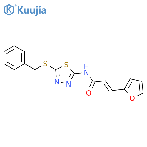 (2E)-N-5-(benzylsulfanyl)-1,3,4-thiadiazol-2-yl-3-(furan-2-yl)prop-2-enamide structure