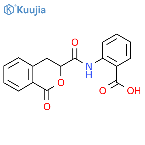2-(1-oxo-3,4-dihydro-1H-2-benzopyran-3-amido)benzoic acid structure
