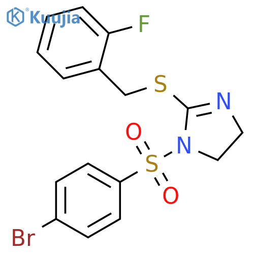 1-(4-bromobenzenesulfonyl)-2-{(2-fluorophenyl)methylsulfanyl}-4,5-dihydro-1H-imidazole structure