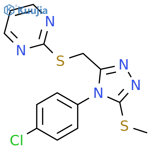 2-({4-(4-chlorophenyl)-5-(methylsulfanyl)-4H-1,2,4-triazol-3-ylmethyl}sulfanyl)pyrimidine structure