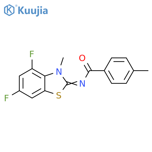N-(2Z)-4,6-difluoro-3-methyl-2,3-dihydro-1,3-benzothiazol-2-ylidene-4-methylbenzamide structure