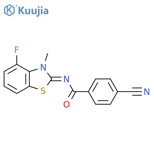 4-cyano-N-(2Z)-4-fluoro-3-methyl-2,3-dihydro-1,3-benzothiazol-2-ylidenebenzamide structure
