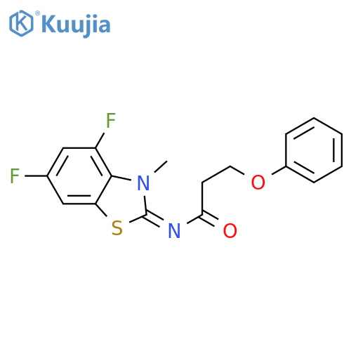 N-(2Z)-4,6-difluoro-3-methyl-2,3-dihydro-1,3-benzothiazol-2-ylidene-3-phenoxypropanamide structure