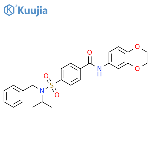 4-benzyl(propan-2-yl)sulfamoyl-N-(2,3-dihydro-1,4-benzodioxin-6-yl)benzamide structure