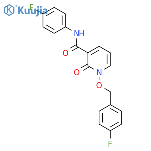 N-(4-fluorophenyl)-1-(4-fluorophenyl)methoxy-2-oxo-1,2-dihydropyridine-3-carboxamide structure