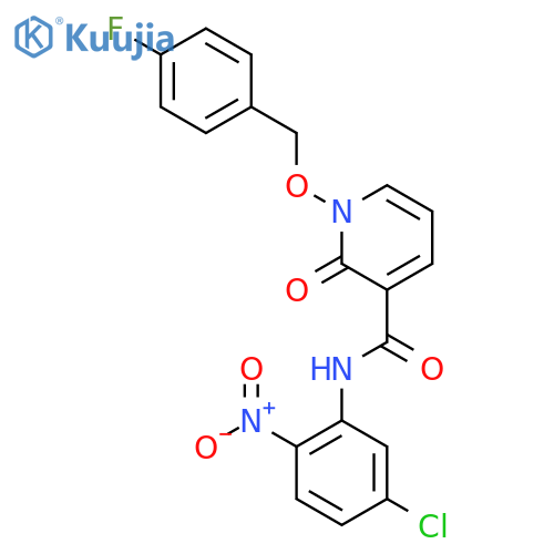 N-(5-chloro-2-nitrophenyl)-1-(4-fluorophenyl)methoxy-2-oxo-1,2-dihydropyridine-3-carboxamide structure