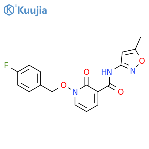 1-(4-fluorophenyl)methoxy-N-(5-methyl-1,2-oxazol-3-yl)-2-oxo-1,2-dihydropyridine-3-carboxamide structure