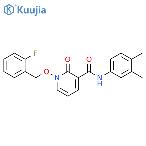 N-(3,4-dimethylphenyl)-1-(2-fluorophenyl)methoxy-2-oxo-1,2-dihydropyridine-3-carboxamide structure