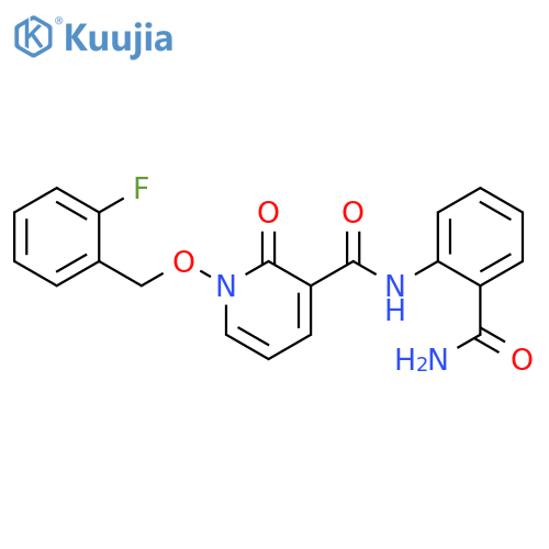 N-(2-carbamoylphenyl)-1-(2-fluorophenyl)methoxy-2-oxo-1,2-dihydropyridine-3-carboxamide structure