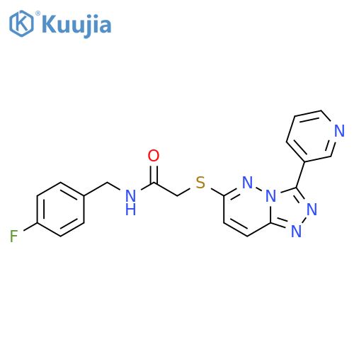 N-(4-fluorophenyl)methyl-2-{3-(pyridin-3-yl)-1,2,4triazolo4,3-bpyridazin-6-ylsulfanyl}acetamide structure