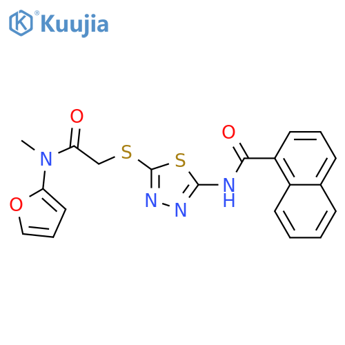N-{5-({(furan-2-yl)methylcarbamoyl}methyl)sulfanyl-1,3,4-thiadiazol-2-yl}naphthalene-1-carboxamide structure