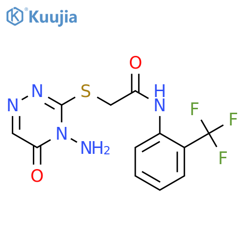 2-(4-amino-5-oxo-4,5-dihydro-1,2,4-triazin-3-yl)sulfanyl-N-2-(trifluoromethyl)phenylacetamide structure